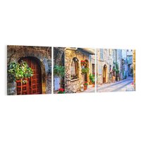 Obraz na płótnie 120x40 - Kwiecista uliczka - uliczka, miasto