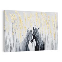 Obraz na płótnie 120x80 - Boho Marzenie - nowoczesna grafika, białe konie