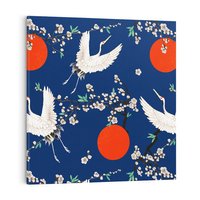 Obraz na płótnie 80x80 - Japońskie Żurawie Indygo - sztuka japońska, japonia