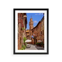 Plakat w ramie 50x70 - Urok włoskich uliczek - włoskie, uliczki - rama czarna