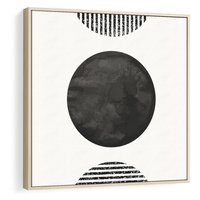 Obraz w ramie 50x50 - Tajemnicza Kompozycja - abstrakcyjne czarno białe formy, minimalizm - rama drewno