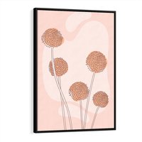 Obraz w ramie 50x70 - Rozkwitające Emocje - minimalistyczny plakat, pudrowe kwiaty - rama czarna