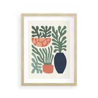 Plakat w ramie 50x70 - Abstrakcyjne Roślinne Formy - nowoczesna grafika, rośliny - rama drewno