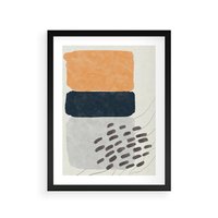 Plakat w ramie 50x70 - Impulsy Podróżnych Marzeń - geometryczne elementy, stonowane kolory - rama czarna