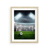 Plakat w ramie 40x50 - Strzał do bramki - piłka, nożna - rama drewno