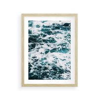 Plakat w ramie 40x50 - Potęga Natury: Wzburzone Fale Oceanu - wzburzone fale oceanu - rama drewno
