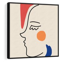 Obraz w ramie 50x50 - Impresje Kształtów - abstrakcyjny obraz, przypomina twarz - rama czarna
