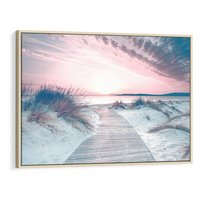 Obraz w ramie 100x70 - Magia Zachodu Słońca - fotografia, stonowane kolory - rama drewno