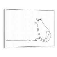 Obraz w ramie 100x70 - Koci Szkic - szkic, line art - rama biała