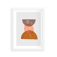 Plakat w ramie 30x40 - Kwiatowa Akwarela - akwarelowe kształty, brąz - rama biała