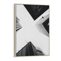 Obraz w ramie 80x120 - Nowoczesna Dynamika - perspektywa, wieżowce - rama drewno