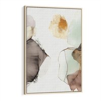 Obraz w ramie 70x100 - Nowoczesne Elegancje - akwarela, złote linie i plamy - rama drewno