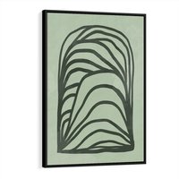 Obraz w ramie 70x100 - Zielonkawy Uścisk Natury - abstrakcyjny zielony motyw, skandynawski design - rama czarna