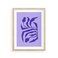 Plakat w ramie 40x50 - Boho Sztuka Wolności - kwiaty, energetyczne fioletowe tło - rama drewno