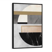 Obraz w ramie 50x70 - Biało-Czarne Formy - nowoczesna geometria, koło - rama czarna