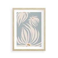 Plakat w ramie 40x50 - Kwiatowe Kształty - kwiaty, nowoczesne i minimalistyczne - rama drewno
