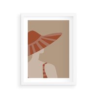 Plakat w ramie 30x40 - Kobiecy Portret - plakat retro, kobieta w kapeluszu - rama biała