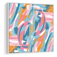 Obraz w ramie 50x50 - Refleksje w krainie abstrakcji - abstrakcja, energiczne pociągnięcia pędzla - rama biała