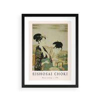 Plakat w ramie 40x50 - Rycina Eishosai Choki - staraa chińska rycina, eishosai choki - rama czarna