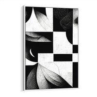 Obraz w ramie 50x70 - Harmonia świateł i cieni - abstrakcja czarno biała, geometria - rama biała