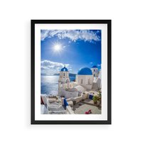 Plakat w ramie 50x70 - Uroki Santorini we Włoszech - Santorini, Włochy - rama czarna