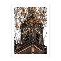 Plakat bez ramy 30x40 - Jesienna Wieża w Liściach - architektura, wieża