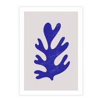 Plakat bez ramy 30x40 - Przenikająca Struktura - boho plakat, niebieski liść w intensywnym kolorze