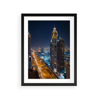 Plakat w ramie 50x70 - Nocna magia - miasto, noc - rama czarna
