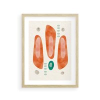 Plakat w ramie 30x40 - Księga Barw - abstrakcyjne formy, dominujący kolor pomarańczowy - rama drewno