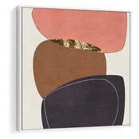 Obraz w ramie 80x80 - Rozkwitające Przenikające Formy - abstrakcyjny obraz, geometryczne formy - rama biała