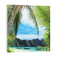 Obraz na płótnie 50x50 - Palmy tańczące na tropikalnej plaży - palmy, plaża