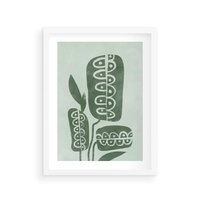 Plakat w ramie 30x40 - Nurtująca Zieleń - abstrakcyjny zielony motyw, skandynawski design - rama biała