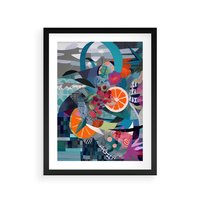 Plakat w ramie 40x50 - Migocące Widoki Harmonii - abstrakcyjny obraz, jak picasso - rama czarna