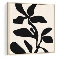 Obraz w ramie 80x80 - Wibracje Akwarelowych Ścieżek - abstrakcyjny minimalistyczna kwiat, czarno biały plakat - rama drewno