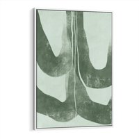 Obraz w ramie 70x100 - Nurtująca Kompozycja Zieleni - abstrakcyjne delikatne zielone linie, podobne do gałęzi kwiatów - rama biała
