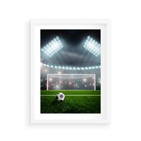 Plakat w ramie 30x40 - Strzał do bramki - piłka, nożna - rama biała