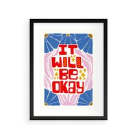 Plakat w ramie 30x40 - Kwiatowa Ekstaza - czerwona pozytywna typografia, kwiatowa kompozycja - rama czarna