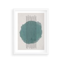 Plakat w ramie 40x50 - Podróżne Inspiracje - abstrakcyjna akwarelowa plama, nieregularne kreski - rama biała