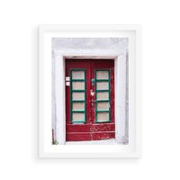 Plakat w ramie 30x40 - Retro Przez Drzwi - drzwi, retro - rama biała