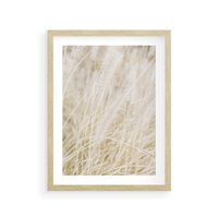 Plakat w ramie 30x40 - Białe Trawy Pampas - suche trawy, białe trawy - rama drewno
