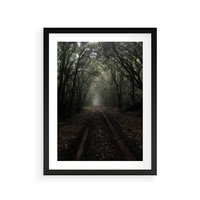 Plakat w ramie 30x40 - Urok Drogi - las, droga - rama czarna