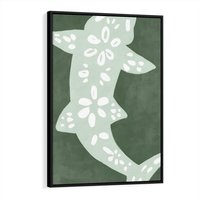 Obraz w ramie 50x70 - Migotliwe Wibracje Zieleni - zielony plakat, abstrakcja przypominająca rybę - rama czarna