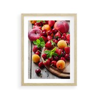 Plakat w ramie 40x50 - Owoce w restauracji artystycznie - owoce, restauracja - rama drewno