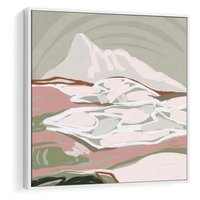 Obraz w ramie 80x80 - Szarawe Wzgórza - pastelowy krajobraz, nowoczesny plakat - rama biała