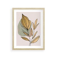 Plakat w ramie 30x40 - Rozkwitające Wnętrza Światła - abstrakcyjny obraz boho, liście - rama drewno