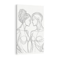 Obraz na płótnie 50x70 - Dialog z cieniami duszy - sztuka one line art, jedna kreska