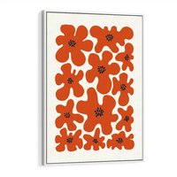 Obraz w ramie 50x70 - Wibracje Przestrzeni - abstrakcyjne czerwone kwiaty, kompozycja - rama biała