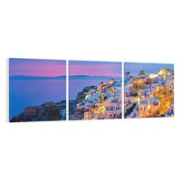Obraz na płótnie 150x50 - Wyblakłe wspomnienia gwiazd - Santorini, wieczór