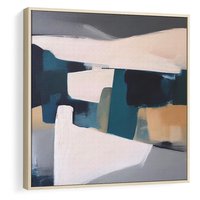 Obraz w ramie 50x50 - Turkusowe Maźnięcia - obraz, abstrakcja - rama drewno