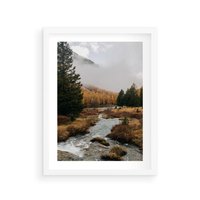 Plakat w ramie 40x50 - W Górskiej Dolinie - artystyczna fotografia, las - rama biała